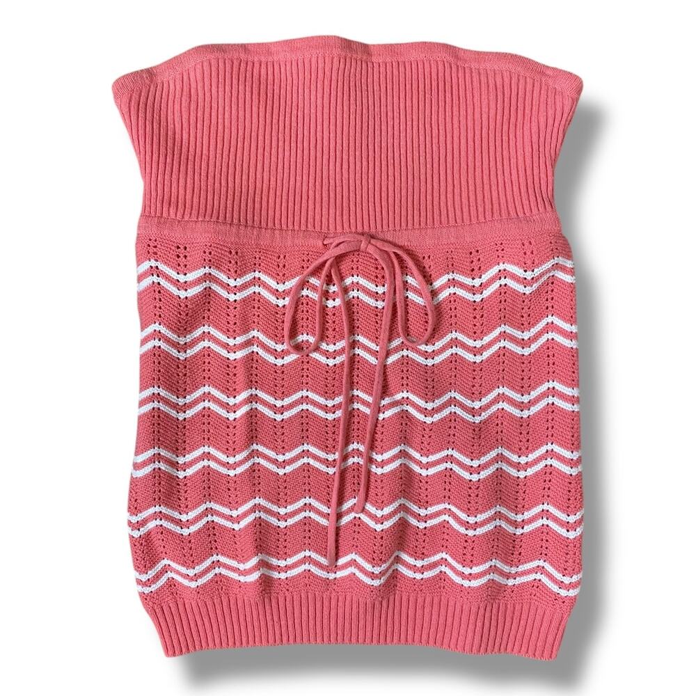 Guess Strapless Knit Top Womens Size M Striped Pink White Y2K‎